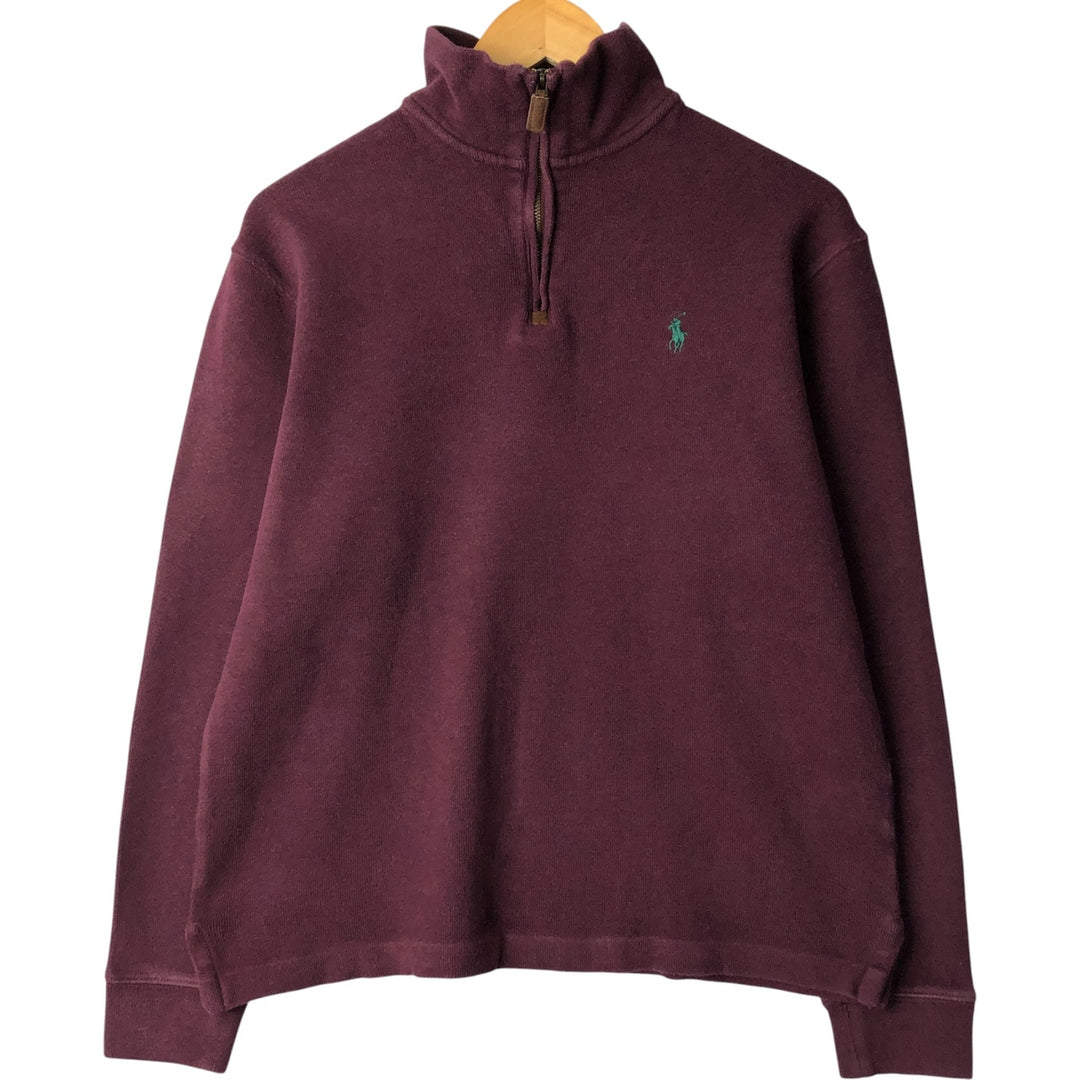 Ralph Lauren POLO RALPH LAUREN Half-zip sweatshirt, men's M size cotton burgundy type Vintage Second Hand
