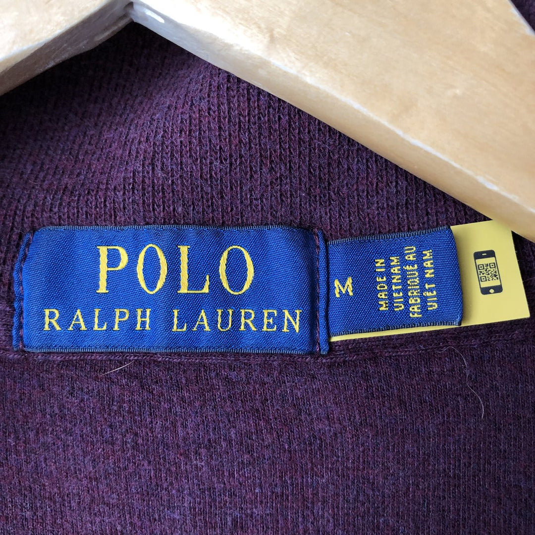Ralph Lauren POLO RALPH LAUREN Half-zip sweatshirt, men's M size cotton burgundy type Vintage Second Hand