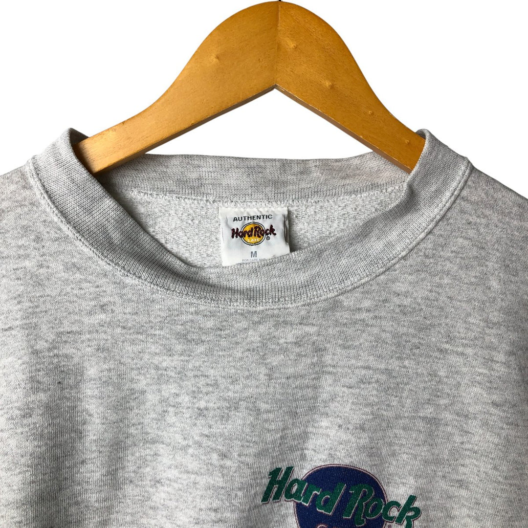90'S Hard Rock Cafe Advertising Sweatshirt, Men's, Size Medium, Vintage polyester gray type Vintage Second Hand
