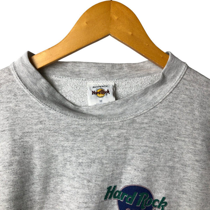 90'S Hard Rock Cafe Advertising Sweatshirt, Men's, Size Medium, Vintage polyester gray type Vintage Second Hand