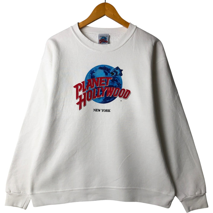 90'S Planet Hollywood Advertising Sweatshirt, Made in USA, Men's L, Vintage cotton white type Vintage Second Hand