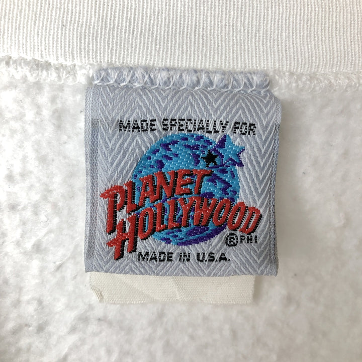 90'S Planet Hollywood Advertising Sweatshirt, Made in USA, Men's L, Vintage cotton white type Vintage Second Hand