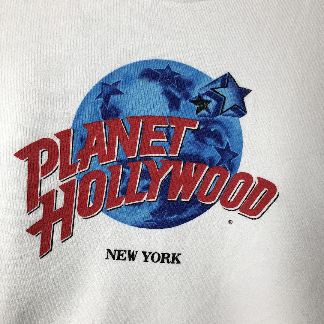90'S Planet Hollywood Advertising Sweatshirt, Made in USA, Men's L, Vintage cotton white type Vintage Second Hand