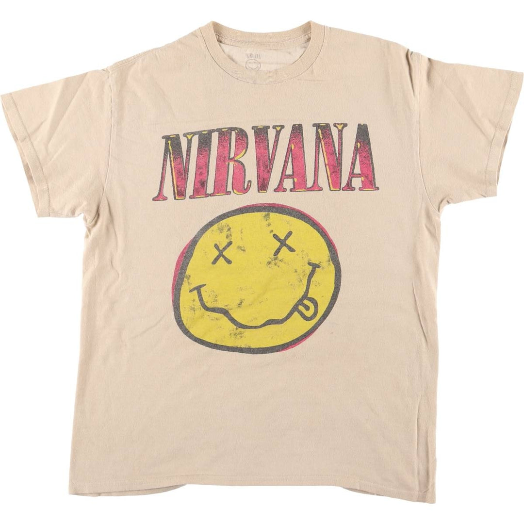 NIRVANA Nirvana Band T-shirt, Band T, Men's M size cotton Beige type Vintage Second Hand