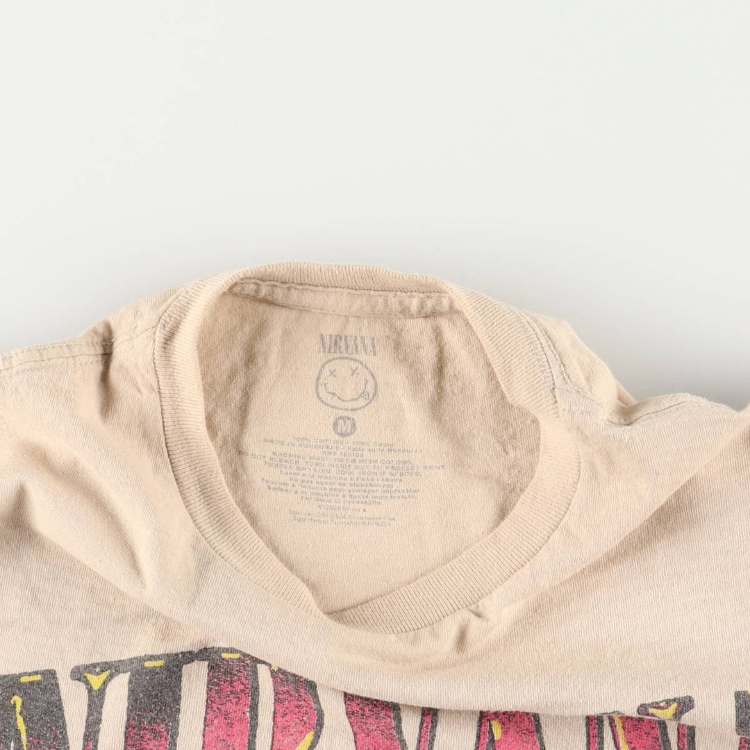 NIRVANA Nirvana Band T-shirt, Band T, Men's M size cotton Beige type Vintage Second Hand