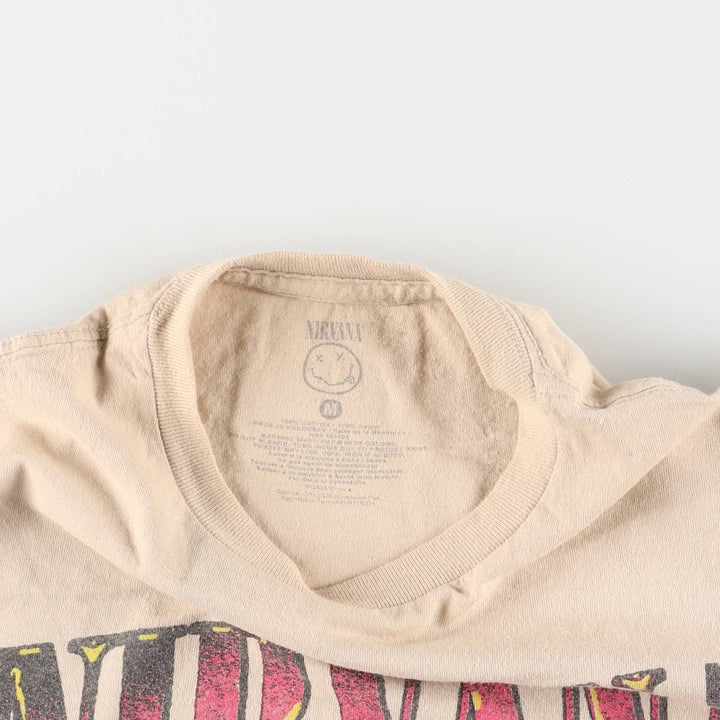 NIRVANA Nirvana Band T-shirt, Band T, Men's M size cotton Beige type Vintage Second Hand