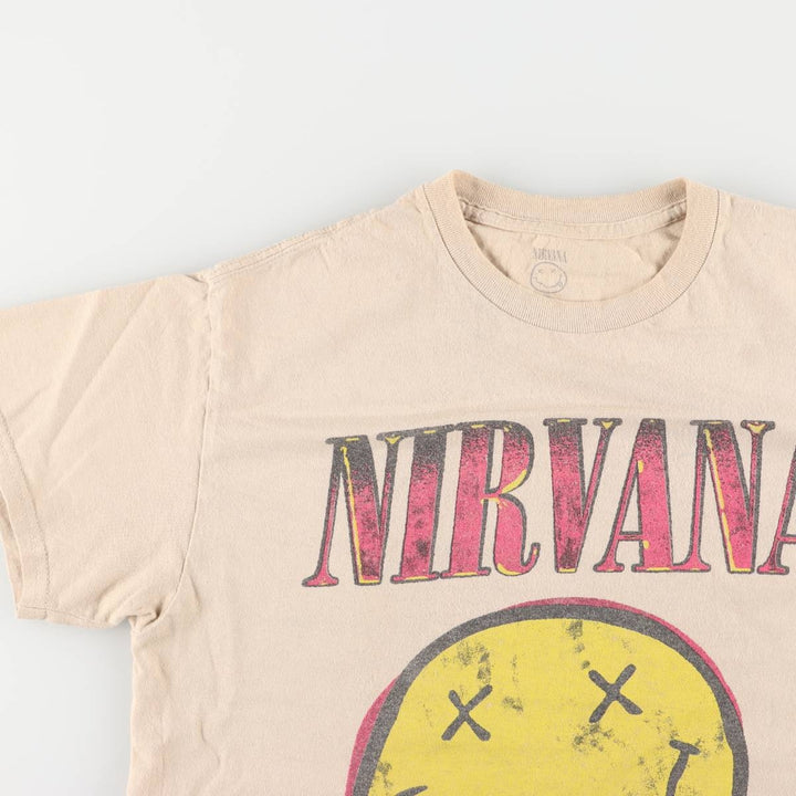 NIRVANA Nirvana Band T-shirt, Band T, Men's M size cotton Beige type Vintage Second Hand