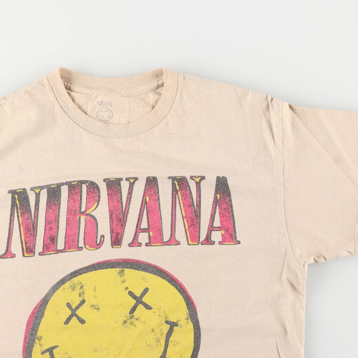 NIRVANA Nirvana Band T-shirt, Band T, Men's M size cotton Beige type Vintage Second Hand