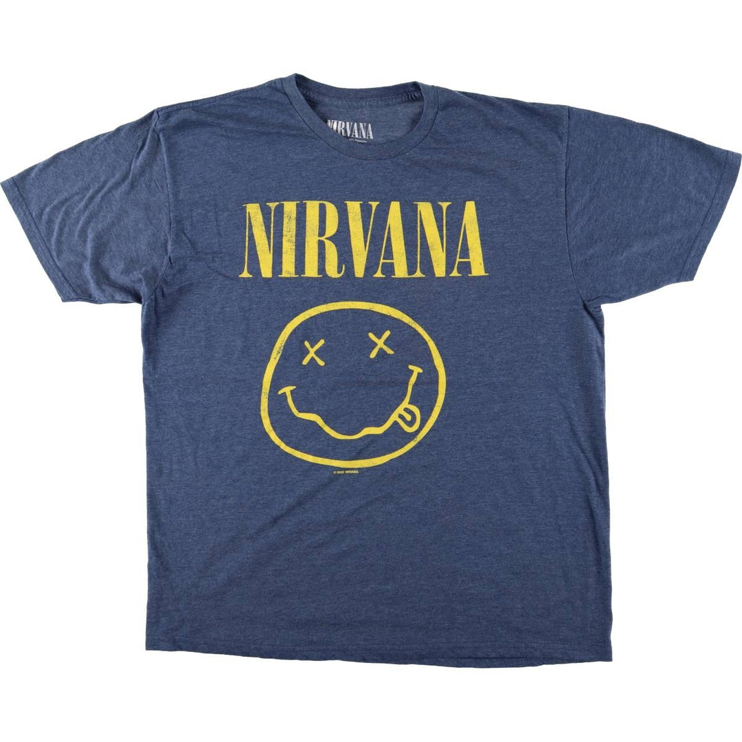 NIRVANA Nirvana Band T-shirt, Band T, Men's L size cotton blue type Vintage Second Hand