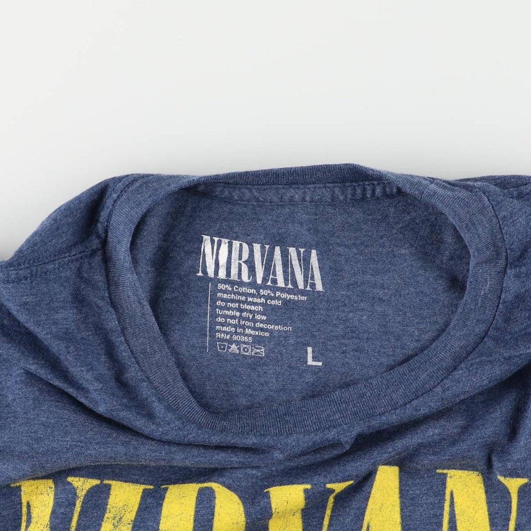 NIRVANA Nirvana Band T-shirt, Band T, Men's L size cotton blue type Vintage Second Hand