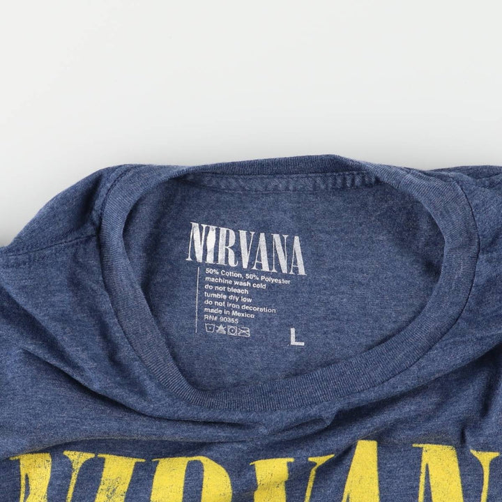 NIRVANA Nirvana Band T-shirt, Band T, Men's L size cotton blue type Vintage Second Hand