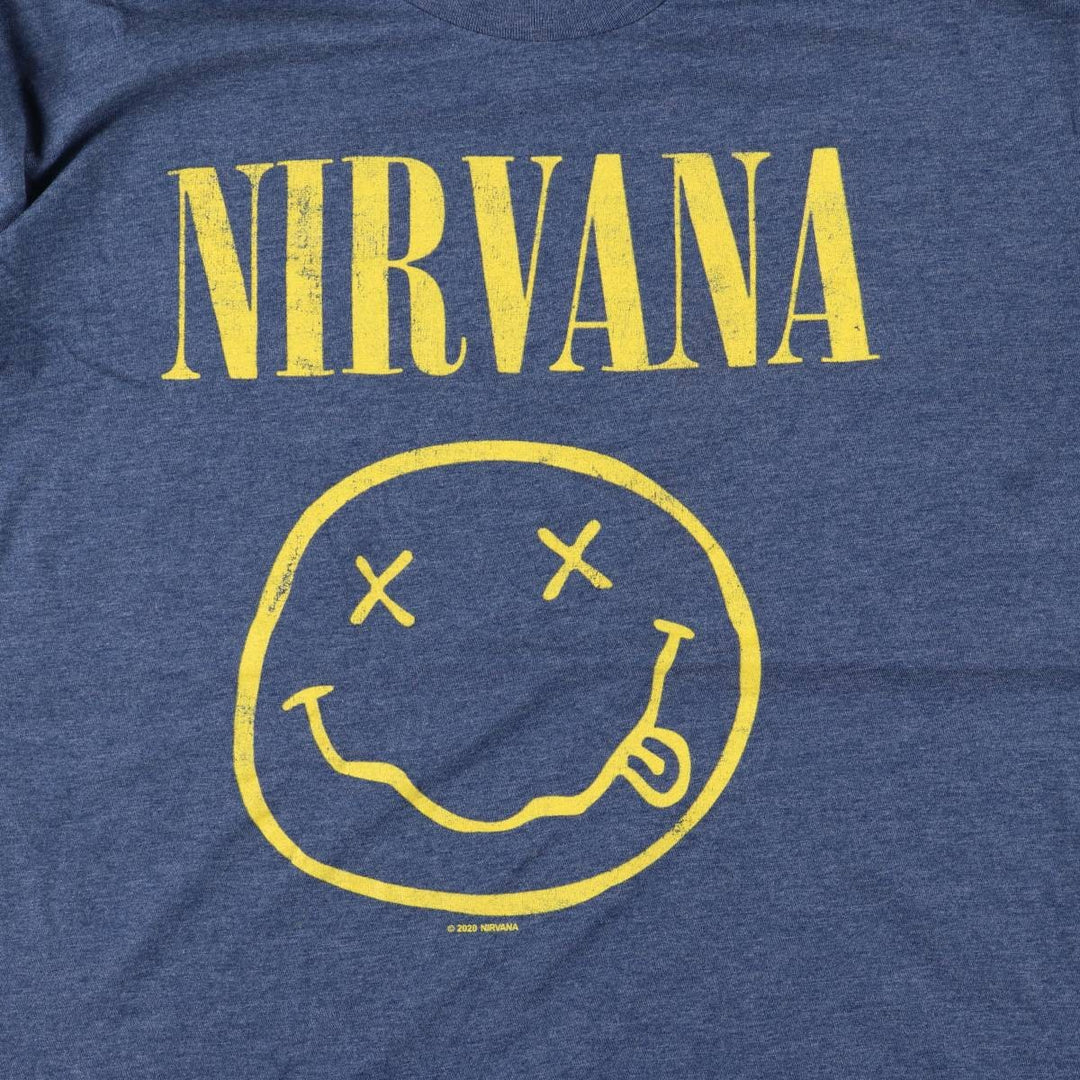 NIRVANA Nirvana Band T-shirt, Band T, Men's L size cotton blue type Vintage Second Hand