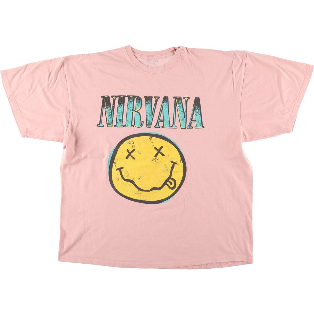 NIRVANA Nirvana Band T-shirt, Band T, Men's XL size cotton pink type Vintage Second Hand