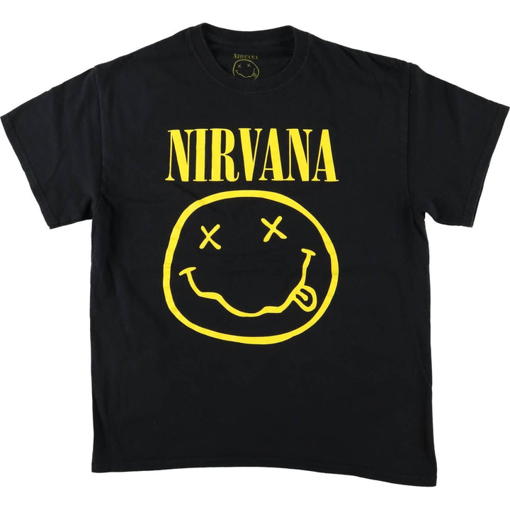NIRVANA Nirvana Band T-shirt, Band T, Men's L size cotton black type Vintage Second Hand