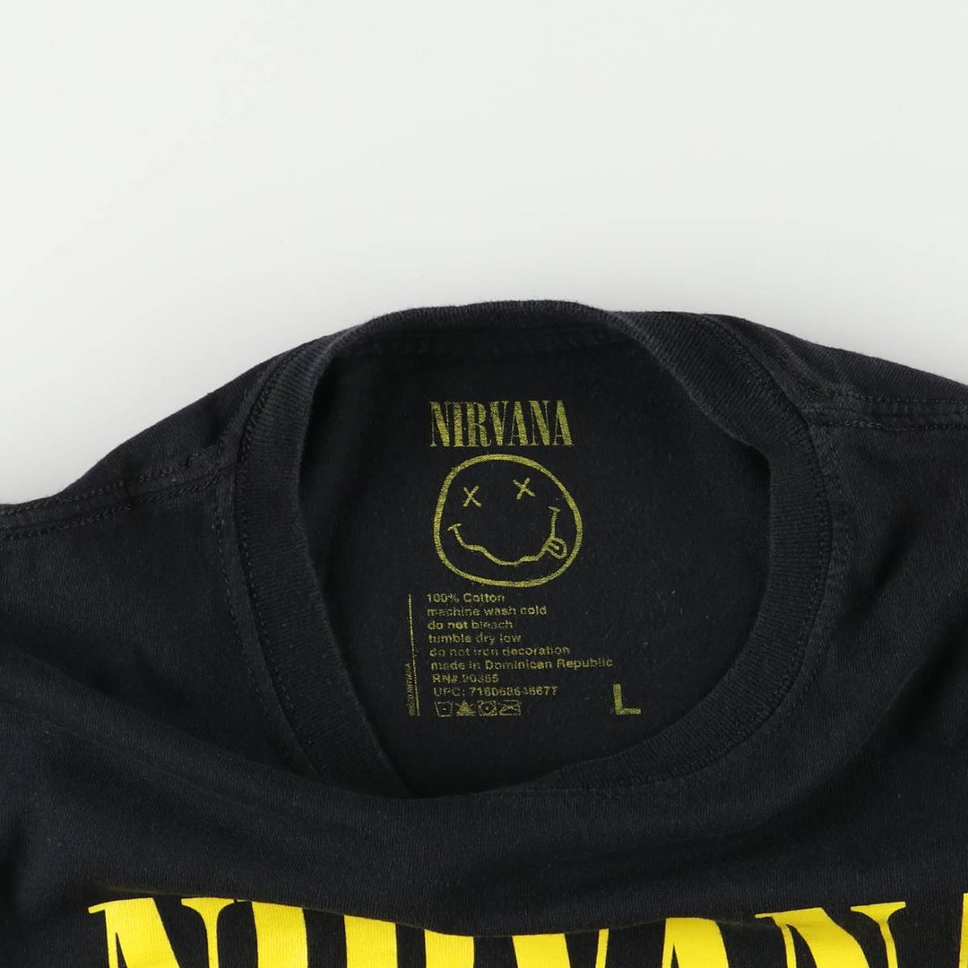 NIRVANA Nirvana Band T-shirt, Band T, Men's L size cotton black type Vintage Second Hand