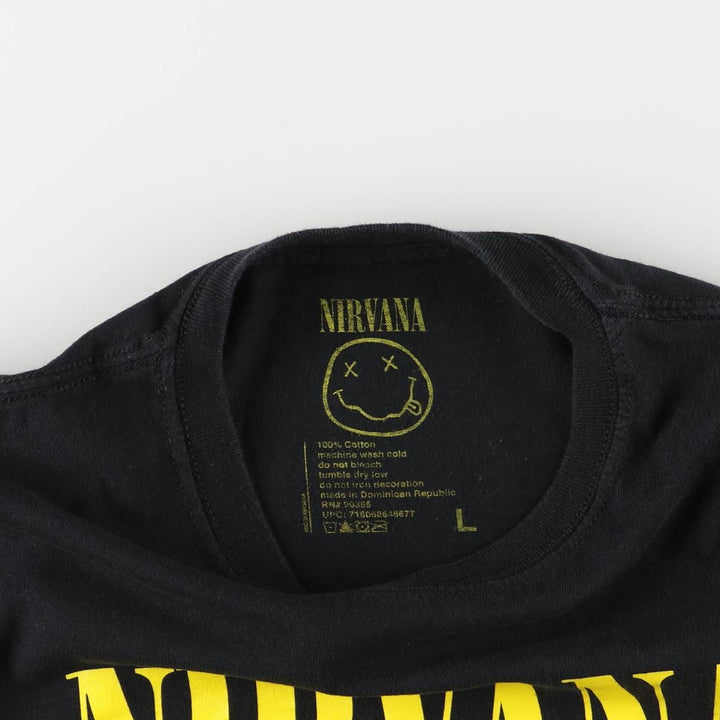 NIRVANA Nirvana Band T-shirt, Band T, Men's L size cotton black type Vintage Second Hand