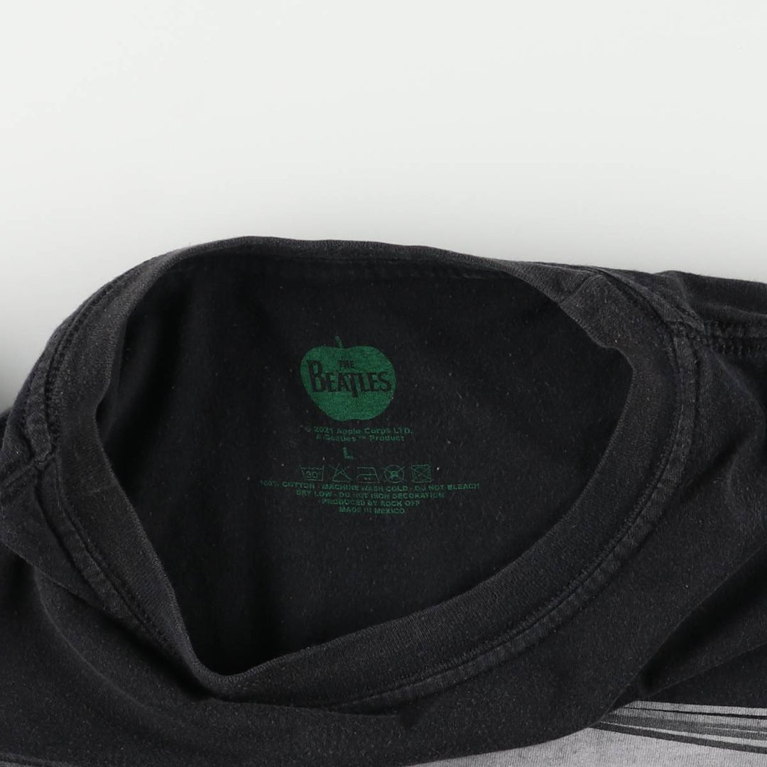 THE BEATLES Band T-shirt, Men's L size cotton black type Vintage Second Hand
