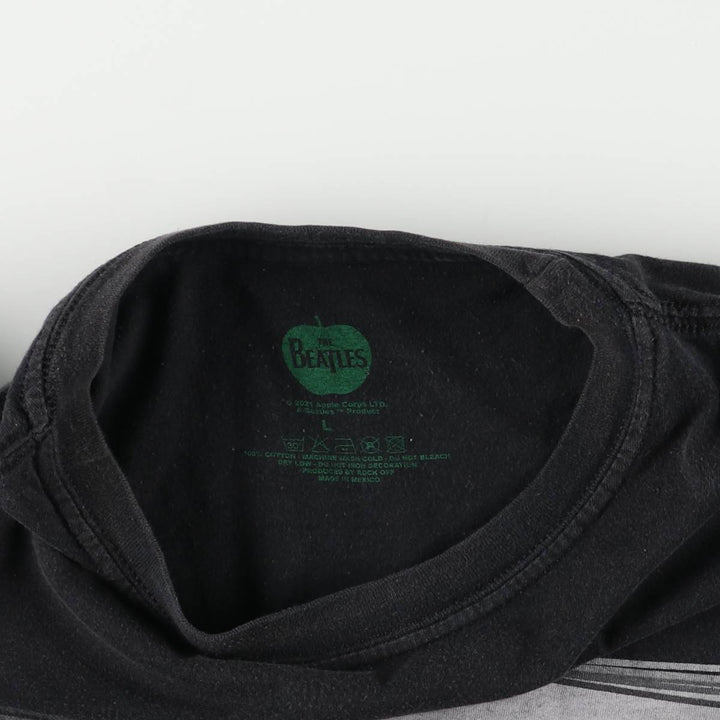 THE BEATLES Band T-shirt, Men's L size cotton black type Vintage Second Hand