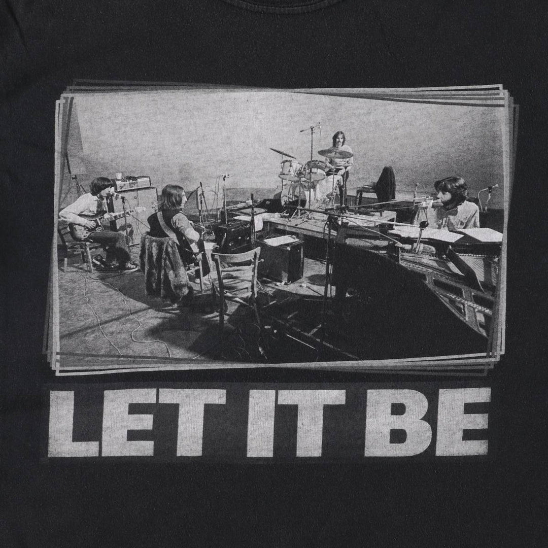 THE BEATLES Band T-shirt, Men's L size cotton black type Vintage Second Hand