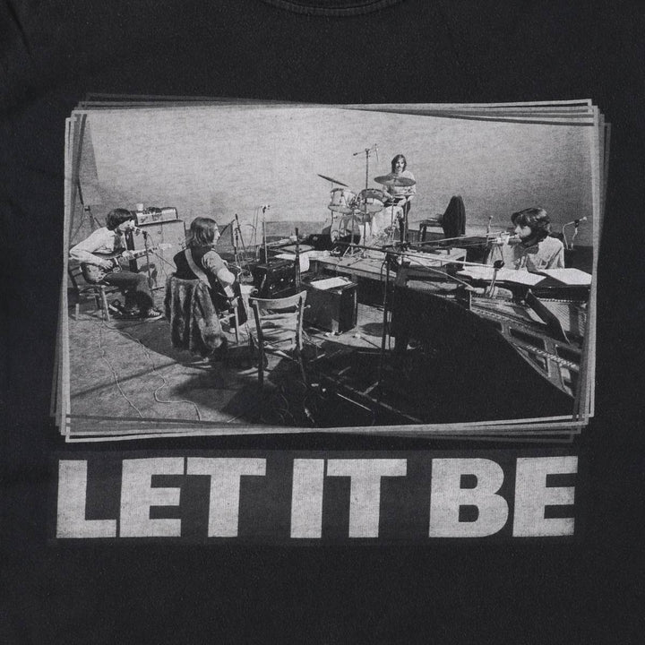 THE BEATLES Band T-shirt, Men's L size cotton black type Vintage Second Hand