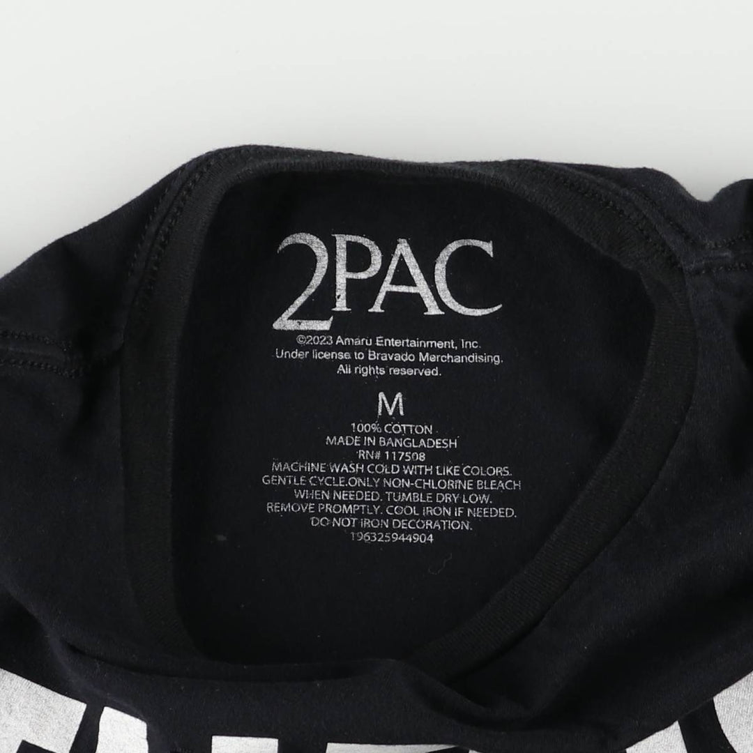 2pac rap t-shirt, men's size M cotton black type Vintage Second Hand