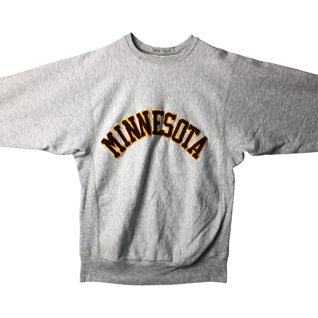 90'S Champion Reverse Weave University of Minnesota College Sweatshirt with Embroidered Tag, Made in USA, Men's Size XXL cotton gray type Vintage Second Hand