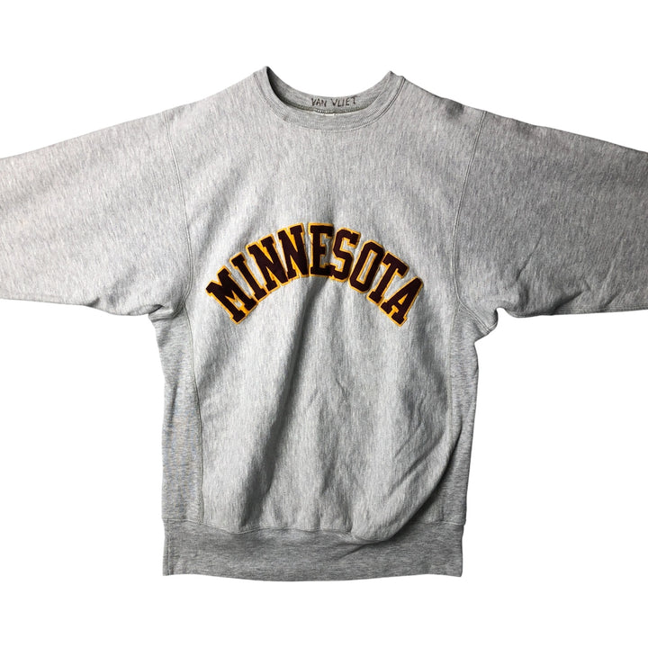 90'S Champion Reverse Weave University of Minnesota College Sweatshirt with Embroidered Tag, Made in USA, Men's Size XXL cotton gray type Vintage Second Hand