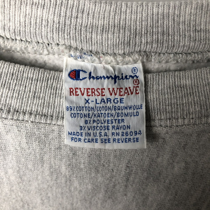 90'S Champion Reverse Weave Embroidered Tag College Sweatshirt Trainer Made in USA Men's XL Vintage cotton gray type Vintage Second Hand