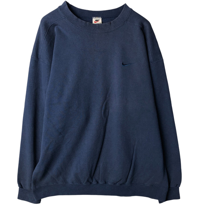 90'S Nike One Point Logo Sweatshirt Trainer Made in USA Men's XL Vintage cotton Navy blue Vintage Second Hand