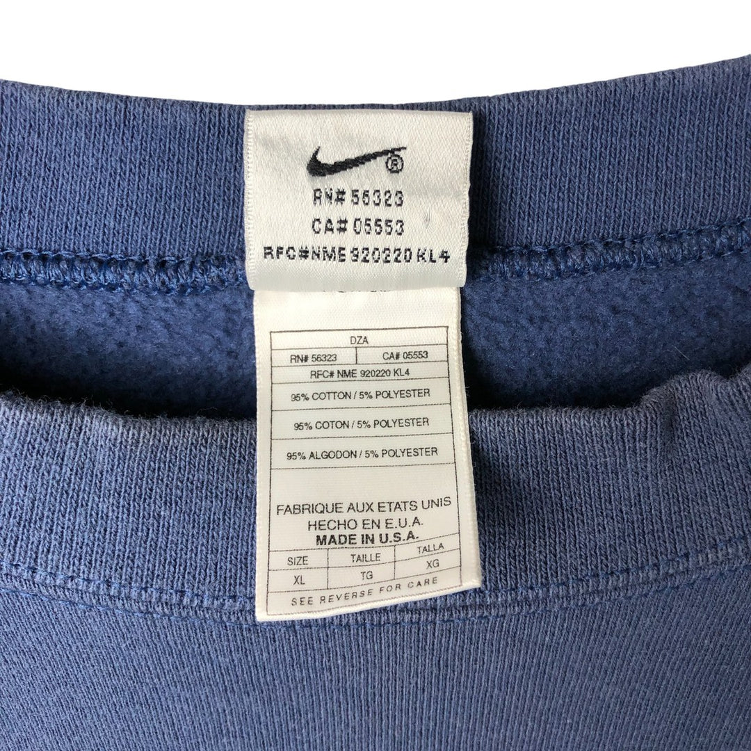 90'S Nike One Point Logo Sweatshirt Trainer Made in USA Men's XL Vintage cotton Navy blue Vintage Second Hand