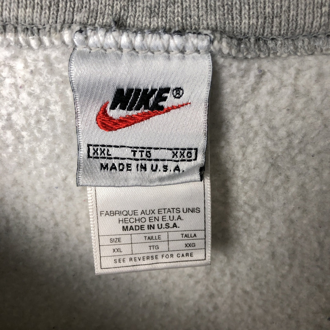 Vintage 90'S Nike One-Point Logo Sweatshirt, Made in USA, Men's XXL cotton gray type Vintage Second Hand