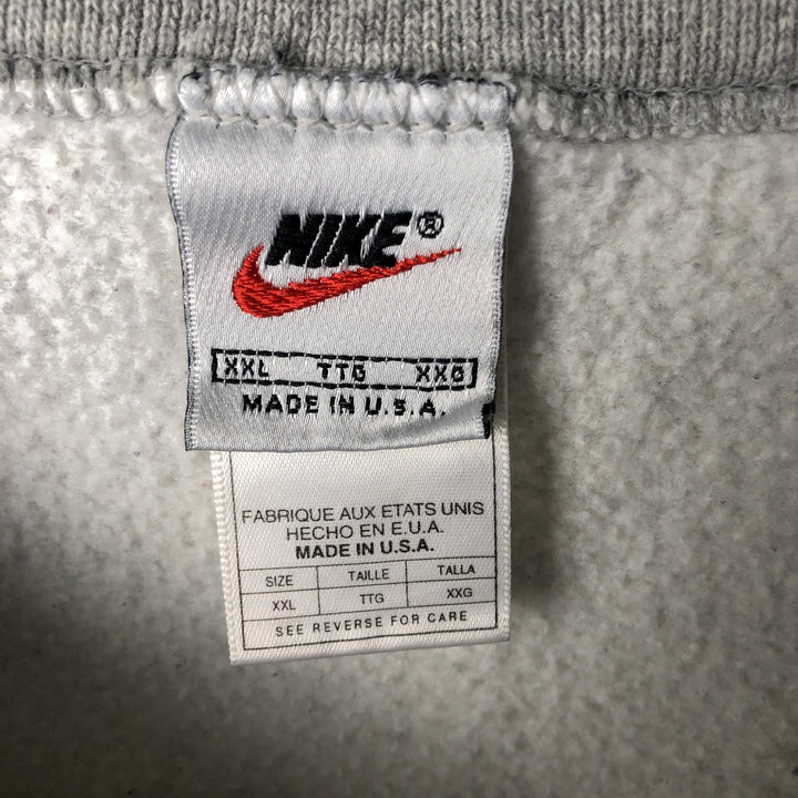 Vintage 90'S Nike One-Point Logo Sweatshirt, Made in USA, Men's XXL cotton gray type Vintage Second Hand