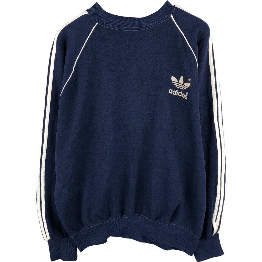 Vintage 1980'S Adidas One-Point Logo Sweatshirt, Made in USA, Men's XL cotton navy blue type Vintage Second Hand