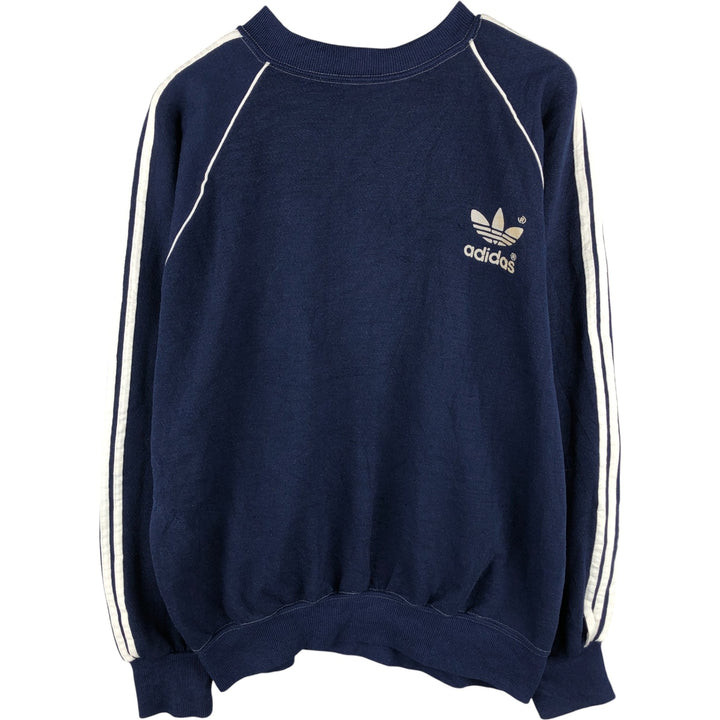Vintage 1980'S Adidas One-Point Logo Sweatshirt, Made in USA, Men's XL cotton navy blue type Vintage Second Hand