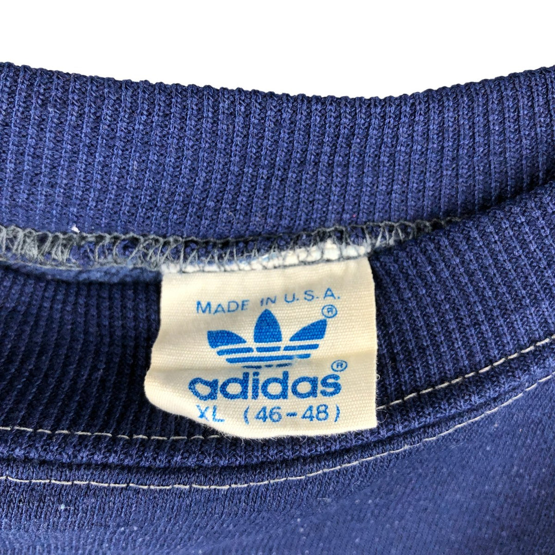 Vintage 1980'S Adidas One-Point Logo Sweatshirt, Made in USA, Men's XL cotton navy blue type Vintage Second Hand