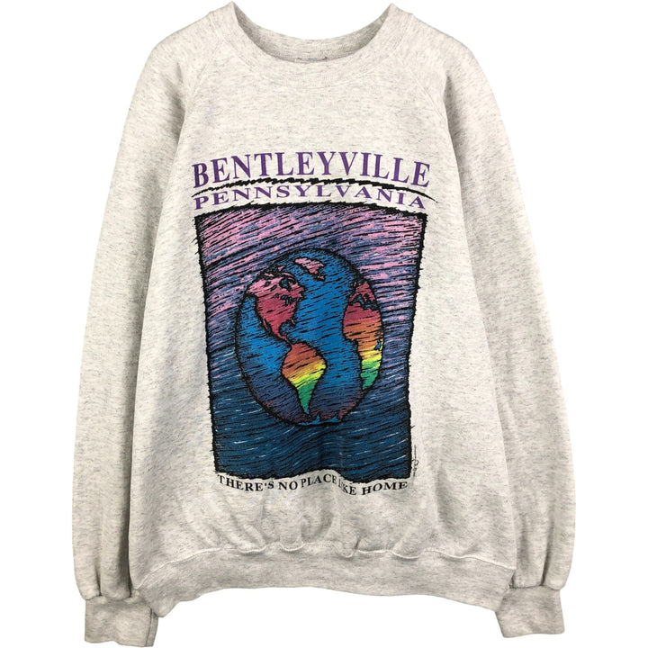 SANTEE SWEATS Printed Sweatshirt, Made in USA, Men's XL cotton white type Vintage Second Hand
