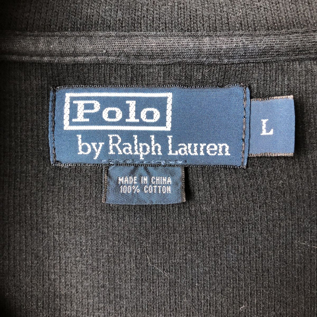 Ralph Lauren POLO by Ralph Lauren Half-Zip Sweatshirt, Men's Size L cotton black type Vintage Second Hand