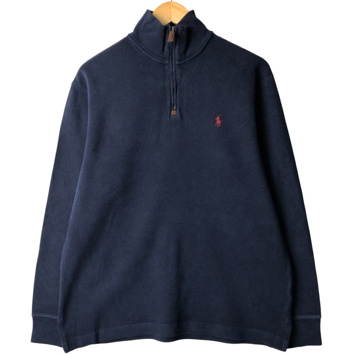 Ralph Lauren POLO RALPH LAUREN Half-zip sweatshirt, men's M size cotton navy blue type Vintage Second Hand