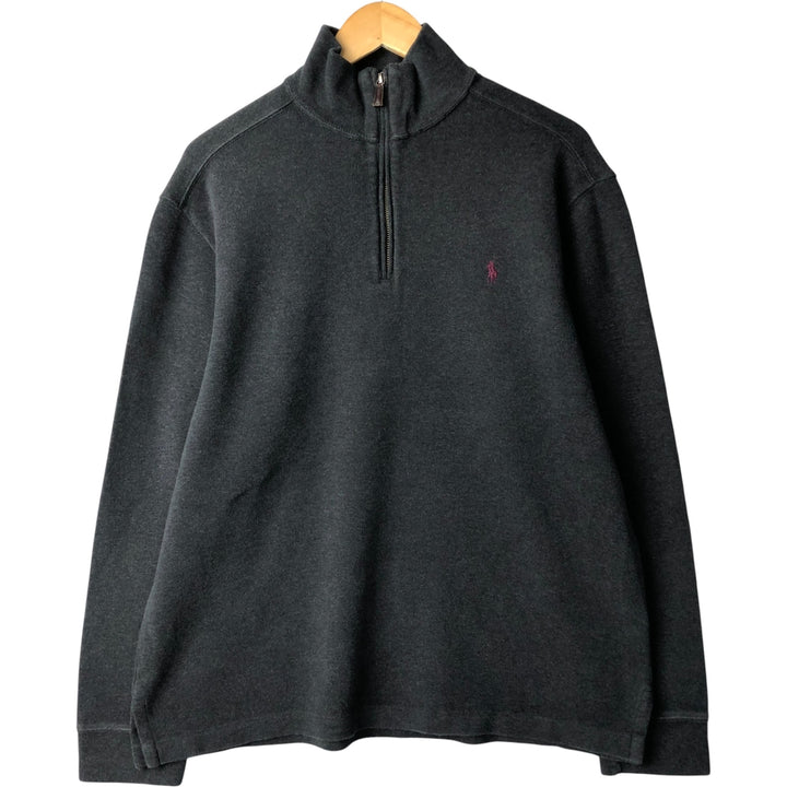 Ralph Lauren POLO by Ralph Lauren Half-Zip Sweatshirt, Men's Size L cotton Charcoal Vintage Second Hand