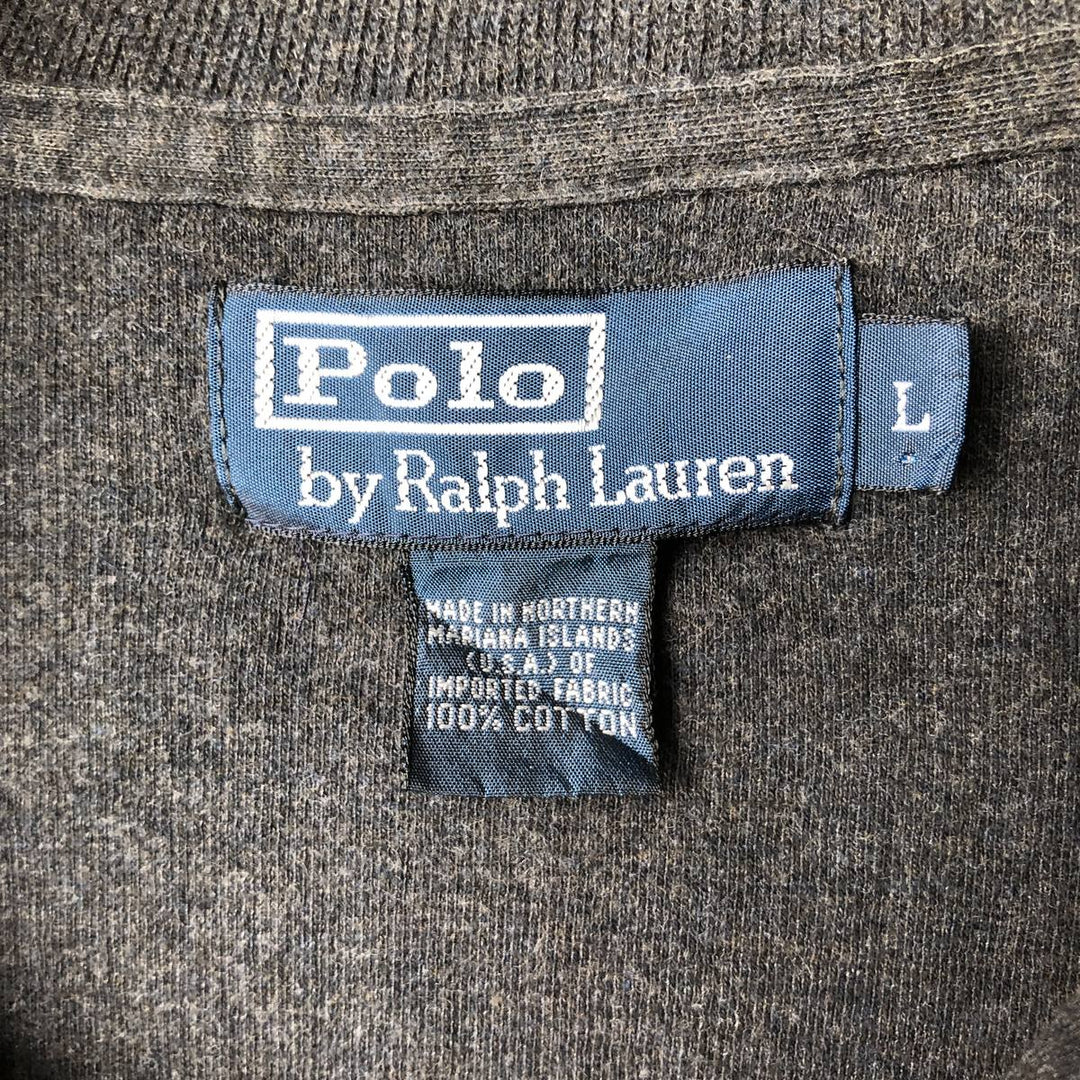 Ralph Lauren POLO by Ralph Lauren Half-Zip Sweatshirt, Men's Size L cotton Charcoal Vintage Second Hand