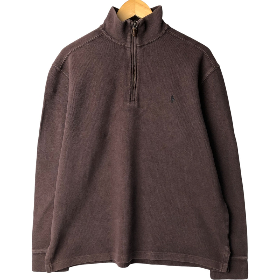 Ralph Lauren POLO by Ralph Lauren Half-Zip Sweatshirt, Men's M cotton brown type Vintage Second Hand