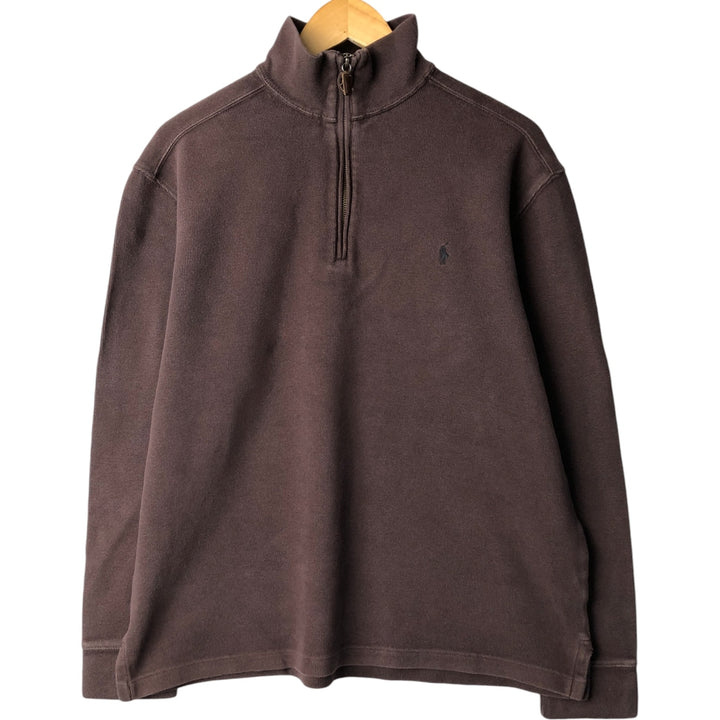 Ralph Lauren POLO by Ralph Lauren Half-Zip Sweatshirt, Men's M cotton brown type Vintage Second Hand