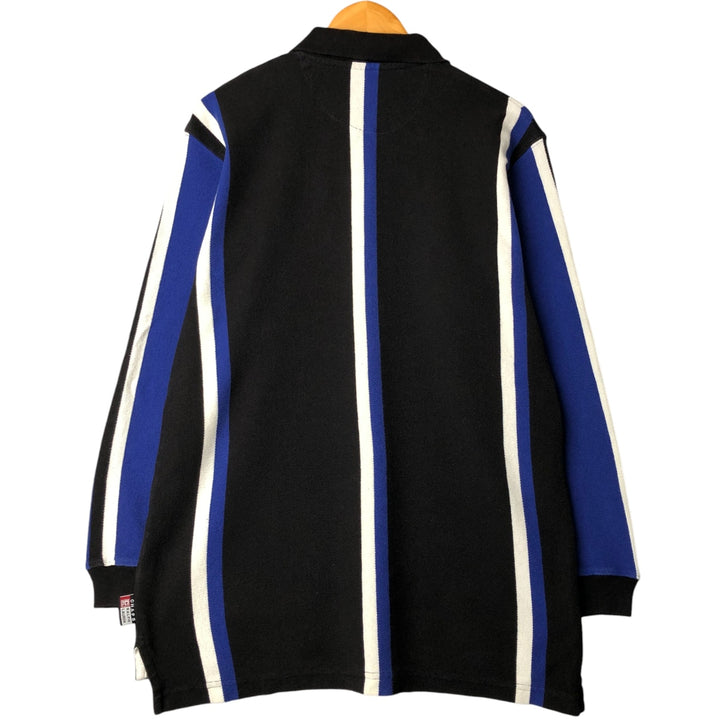 Ralph Lauren Chaps long-sleeved striped polo shirt, men's size L cotton black type Vintage Second Hand