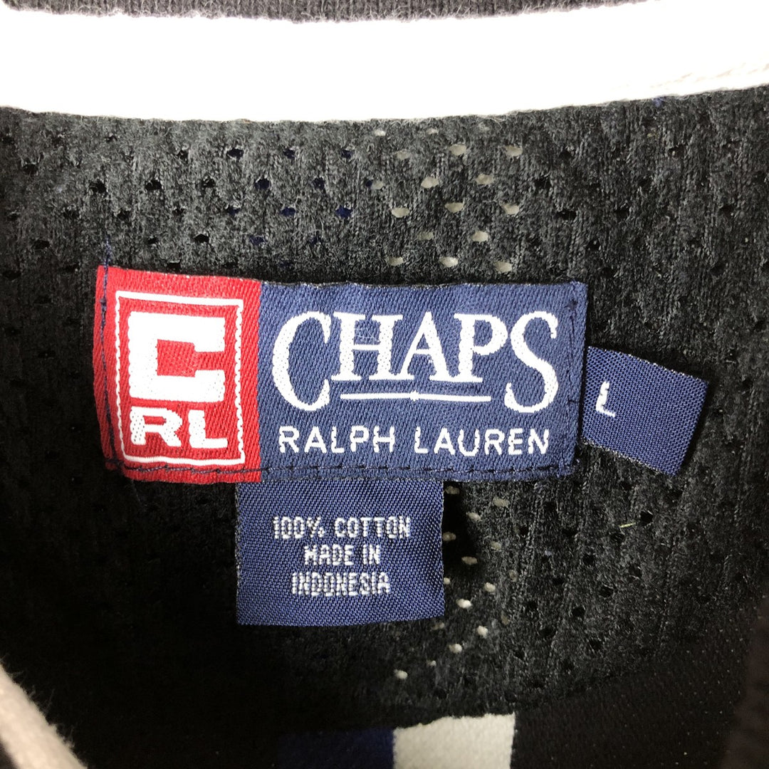 Ralph Lauren Chaps long-sleeved striped polo shirt, men's size L cotton black type Vintage Second Hand