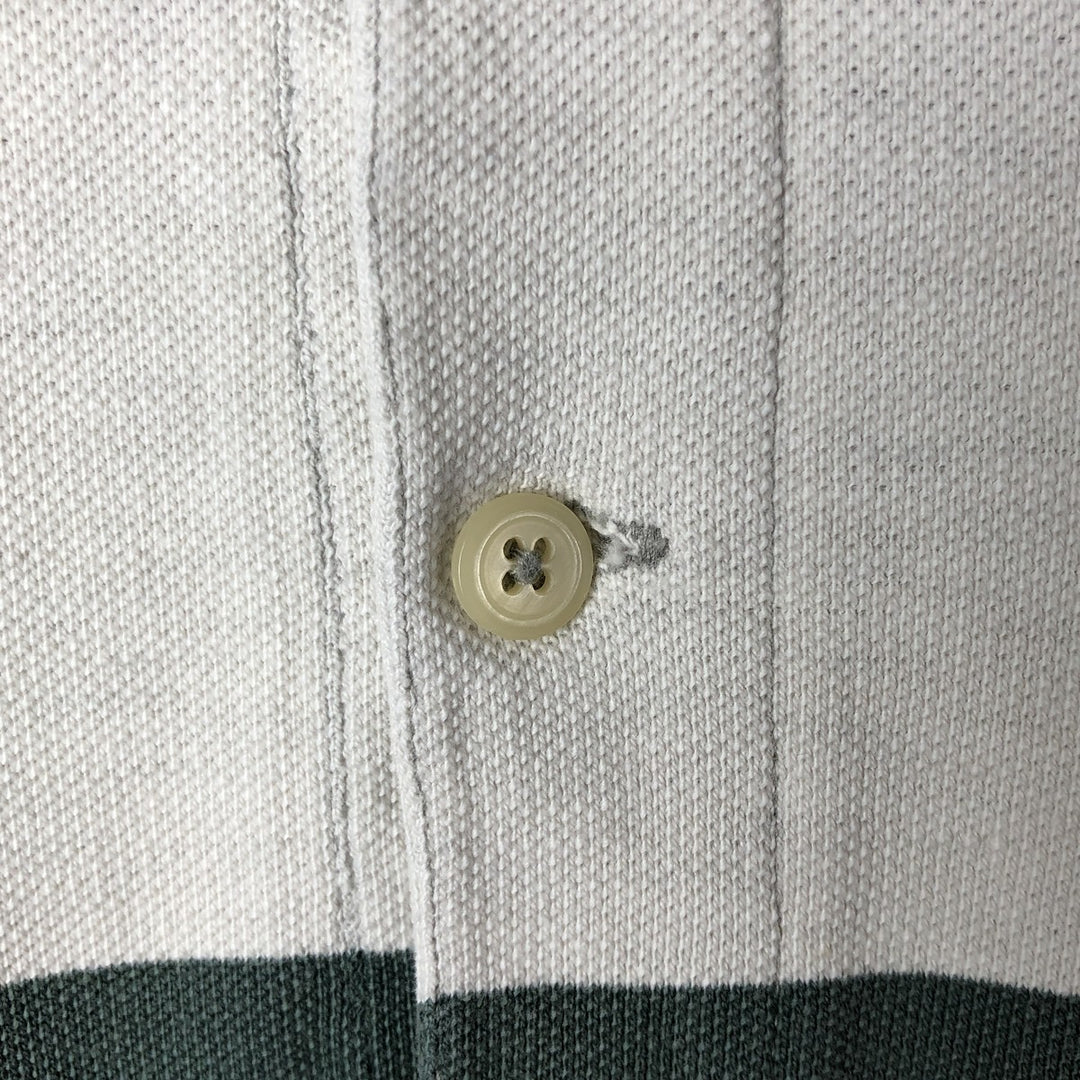 Vintage 90'S Ralph Lauren POLO by Ralph Lauren long-sleeved striped polo shirt, Made in USA, Men's XL cotton white type Vintage Second Hand