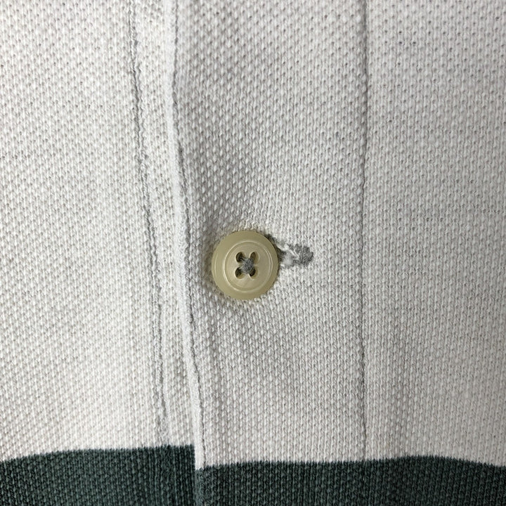 Vintage 90'S Ralph Lauren POLO by Ralph Lauren long-sleeved striped polo shirt, Made in USA, Men's XL cotton white type Vintage Second Hand