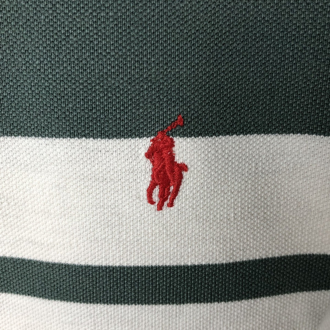 Vintage 90'S Ralph Lauren POLO by Ralph Lauren long-sleeved striped polo shirt, Made in USA, Men's XL cotton white type Vintage Second Hand