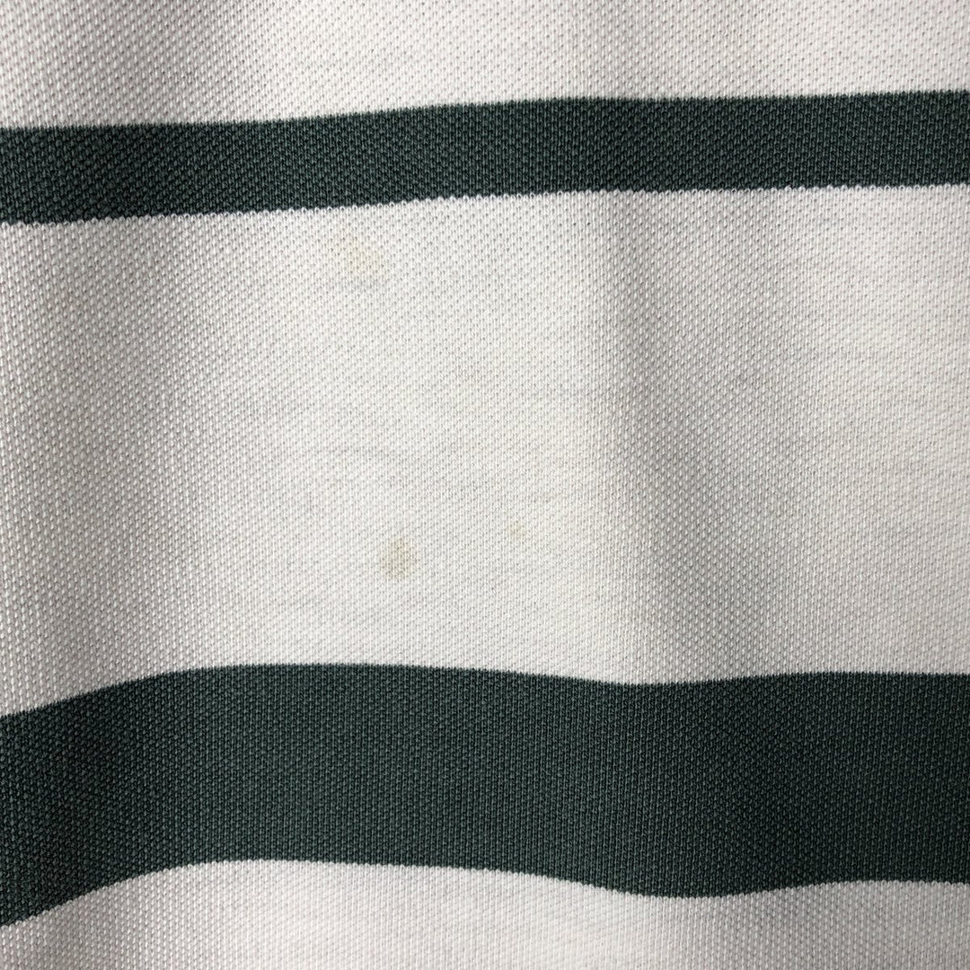 Vintage 90'S Ralph Lauren POLO by Ralph Lauren long-sleeved striped polo shirt, Made in USA, Men's XL cotton white type Vintage Second Hand