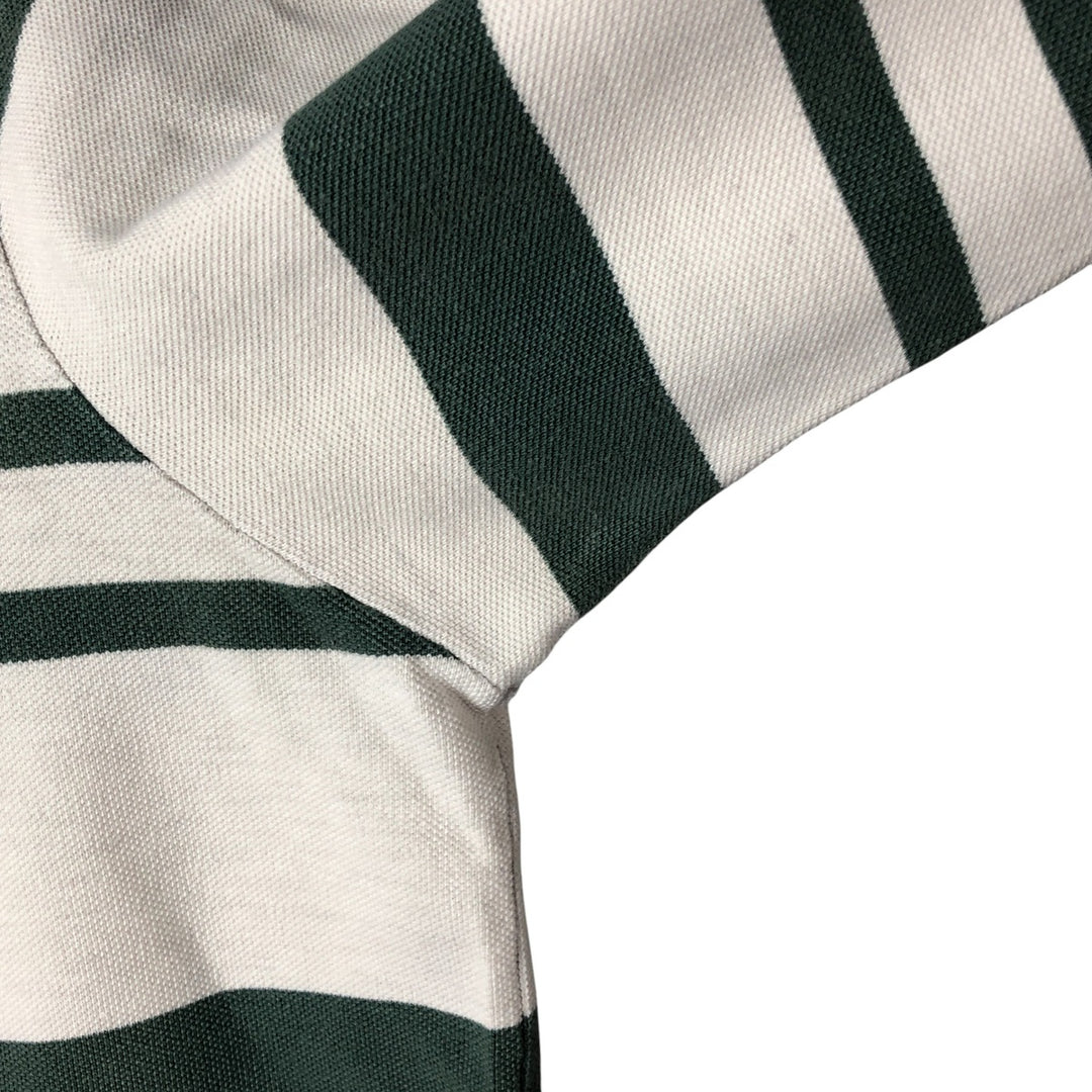 Vintage 90'S Ralph Lauren POLO by Ralph Lauren long-sleeved striped polo shirt, Made in USA, Men's XL cotton white type Vintage Second Hand