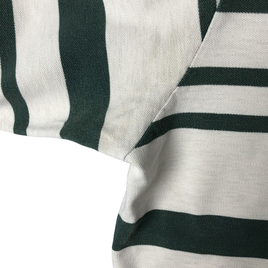 Vintage 90'S Ralph Lauren POLO by Ralph Lauren long-sleeved striped polo shirt, Made in USA, Men's XL cotton white type Vintage Second Hand
